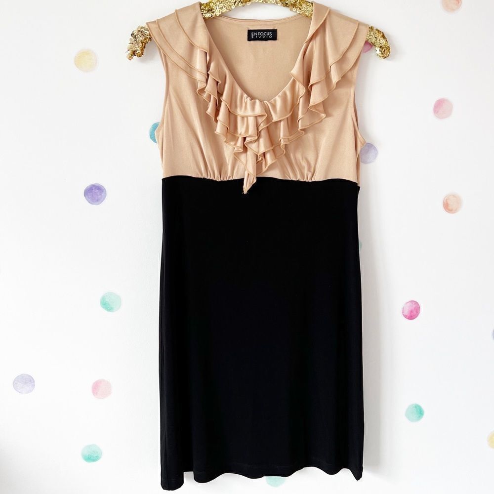 Enfocus studio gold ruffle dress